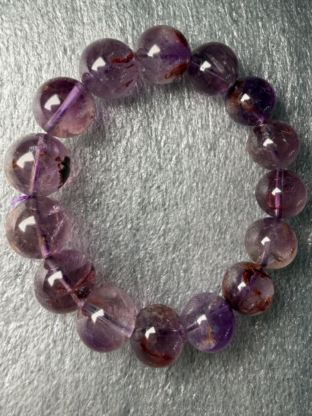 Beautiful 14MM Phantom Amethyst Natural Crystal Bracelet